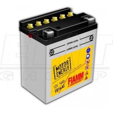 Мотоакумулятор FIAMM FB14-A2 12V, 14Ah, д. 135, ш. 91, в.167, обсяг 0,85, вага 4,5 кг, CCA (-18C): 150, електроліт в к-ті