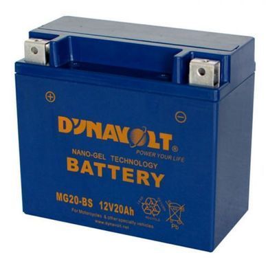 DYNAVOLT MG20-BS Мото аккумулятор 20 А/ч, 215 А, (+/-), 175х87х155 мм