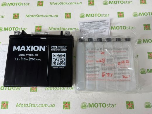 YTX20L-BS MAXION Мото аккумулятор, 12V, 18Ah, 175x87x155 мм