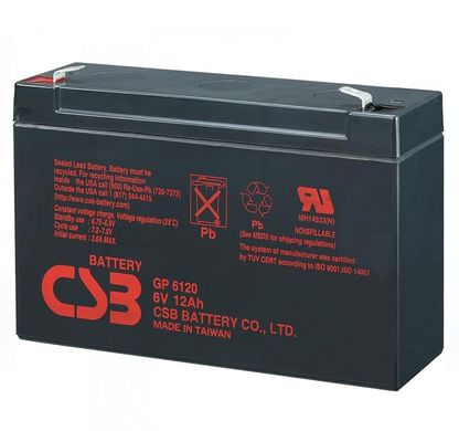 Аккумуляторная батарея CSB GP6120, 6V 12Ah (150 x 50 x 95 (100) Q10