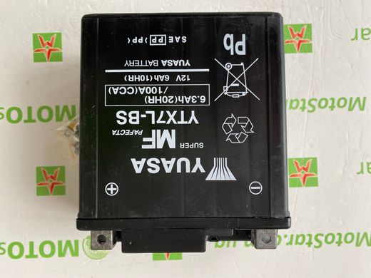 Аккумулятор YUASA YTX7L-BS 6,3 А/ч, 100 А, (-/+), 114х71х131 мм