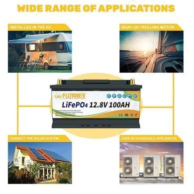 Аккумулятор FlyPower LiFePO4 12V/100AH, 1280W*h, 50А/100А (литий-железо-фосфатный аккумулятор для ИБП (UPS))