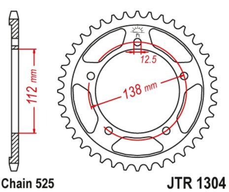 JT JTR1304.43ZBK  - Звезда задняя HONDA CB, CBF, CBR, VT, XL 500-1000 1996-2019