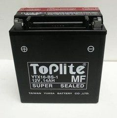 Мотоакумулятор TOPLITE YTX16-BS-1 12V, 14Ah, д. 150, ш. 87, в.161, електроліт в к-ті, вага 4,7 кг