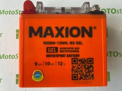 Акумулятор гелевий MAXION MXBM-12N9L-BS GEL, (+/-) 12V, 9Ah, 85 A EN, 137x76x134 мм, вага 2.77кг (YB9-B)