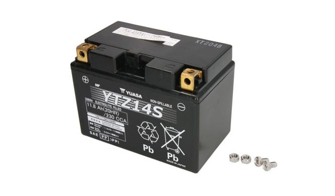 Аккумулятор YUASA YTZ14S 11,8 Ah, 230 А, (+/-), 12V, 150х87х110 мм