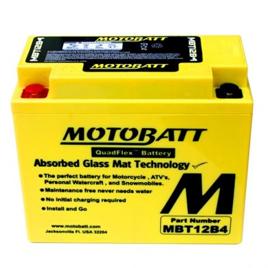 Motobatt MBT12B4 Мото акумулятор 11 А/ч, 150 А, (+/-), 150x70 x130 мм (YT12b-bs)