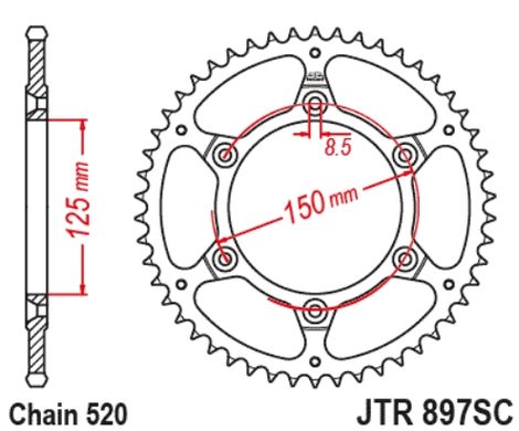 Привідна зірка JT JTR897.52SC KTM 400 EXC 09-10