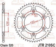 JTR210,50SC Звезда задняя BETAMOTOR RR; HONDA CR, CRF, CRM, XR 125-650 1983-2021