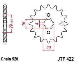 JTF422,12 Звезда передняя KAWASAKI KDX, KX; SUZUKI SB, TS; YAMAHA IT, YZ 125/185/200 1976-